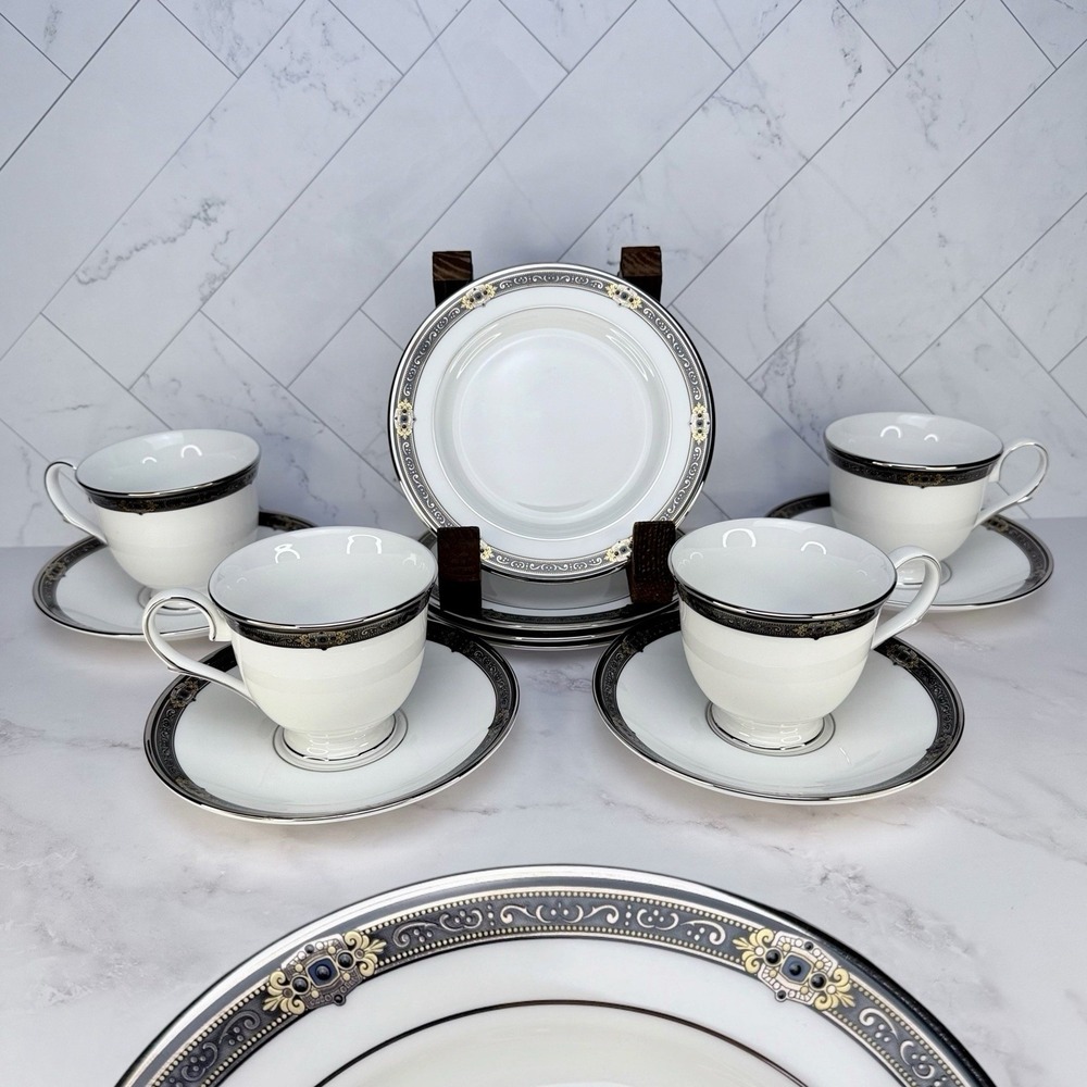 Lenox Vintage Jewel Tea Set - Cup, Saucer & Bread Plate - 12 Piece - Made In USA